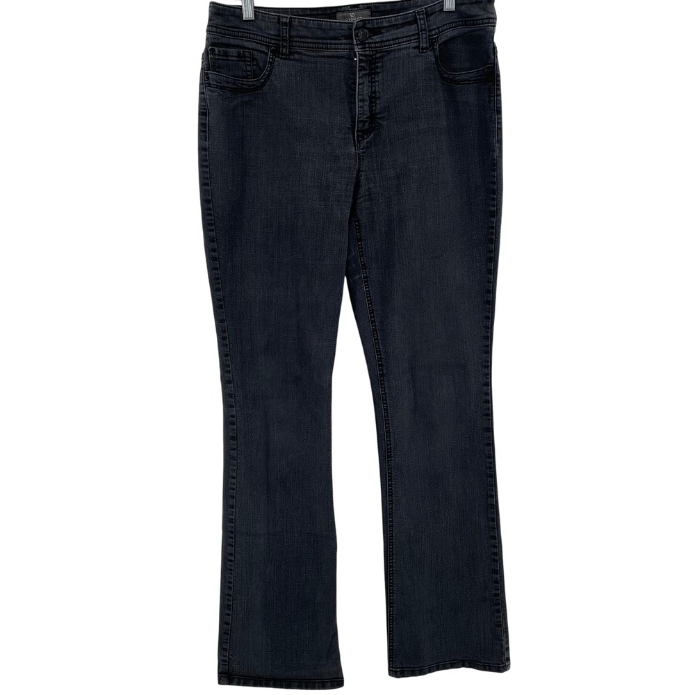 Chico's So Slimming Jeans Womens US 10 /1.5 Tall Faded Black Stretch Denim